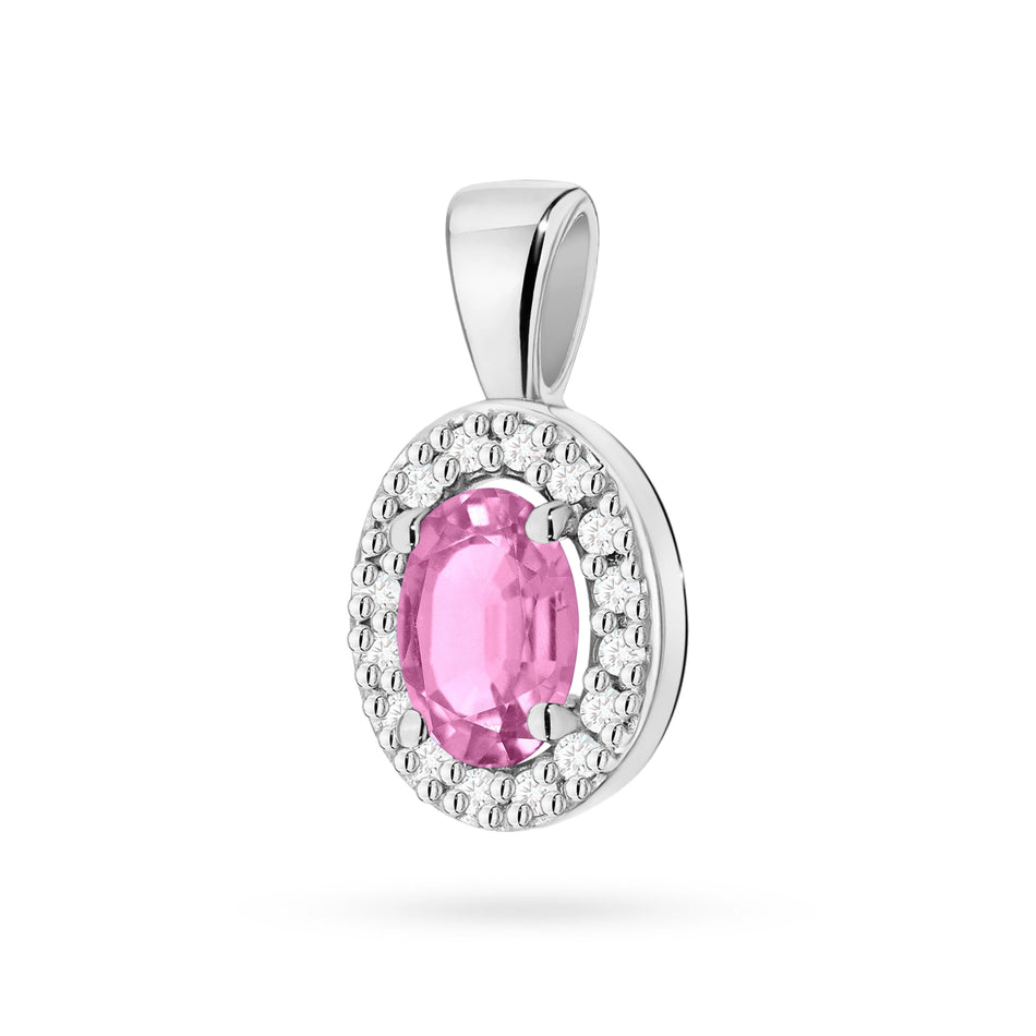 Gold Pendant with 0.45ct Pink Sapphire and 0.08ct Diamonds