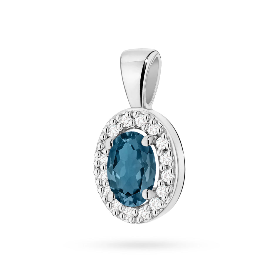 Gold Pendant with 0.50ct Topaz London Blue and 0.08ct Diamonds