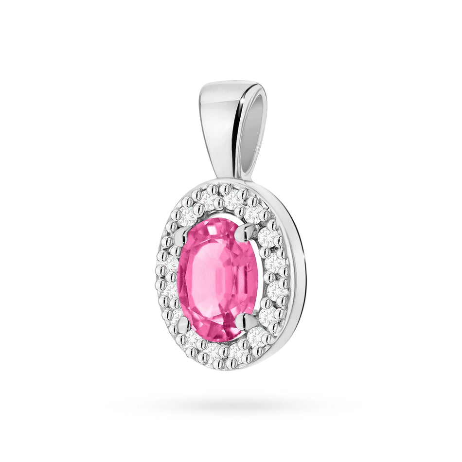 Gold Pendant with 0.50ct Pink topaz and 0.08ct Diamonds