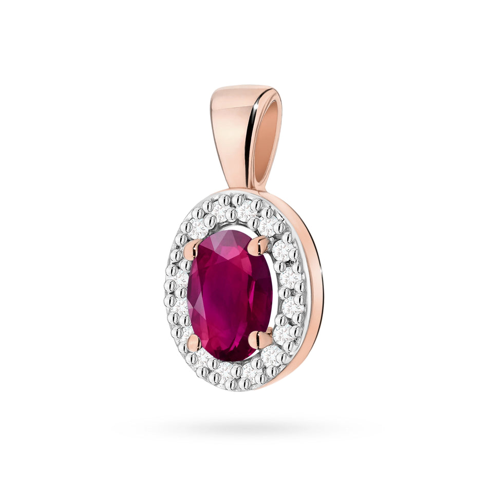 Gold Pendant with 0.50ct Rhodolite and 0.08ct Diamonds