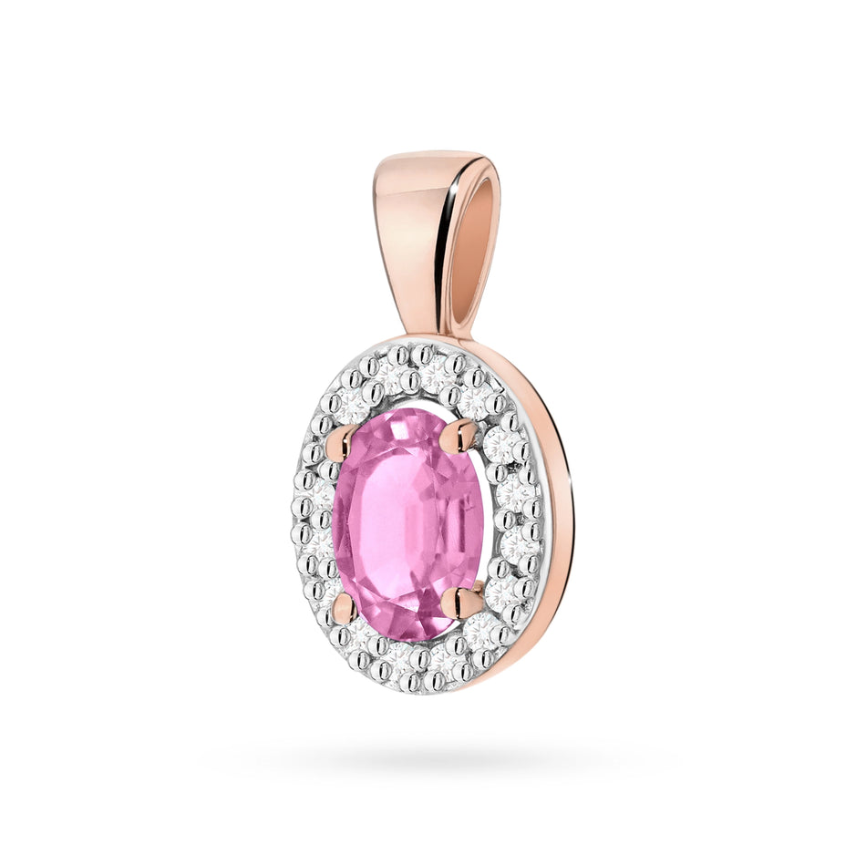 Gold Pendant with 0.45ct Pink Sapphire and 0.08ct Diamonds