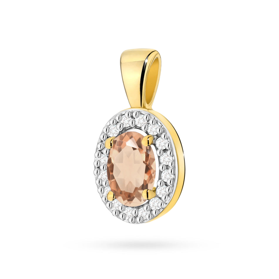 Gold Pendant with 0.40ct Morganite and 0.08ct Diamonds