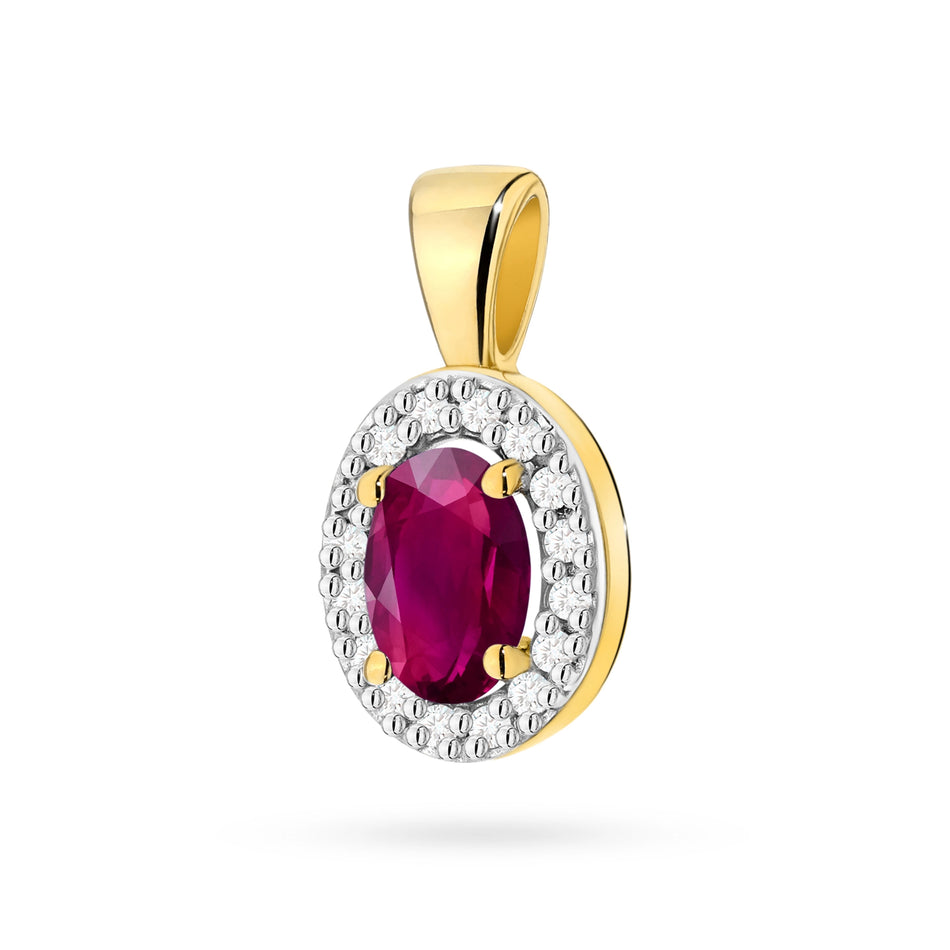 Gold Pendant with 0.50ct Rhodolite and 0.08ct Diamonds