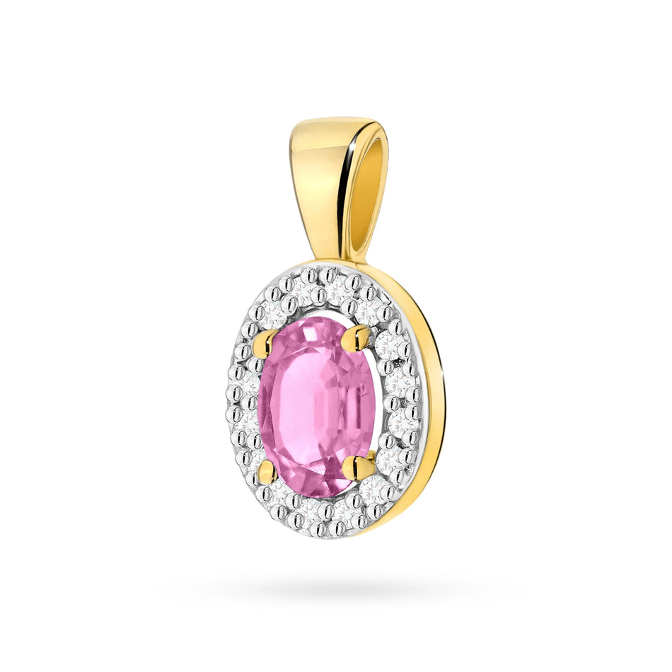Gold Pendant with 0.45ct Pink Sapphire and 0.08ct Diamonds