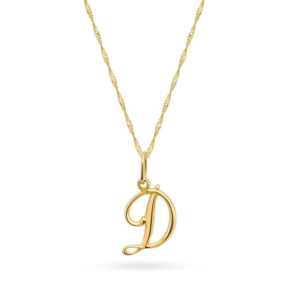 Náhrdelník so zlatým písmenom D na singapurskom reťazci