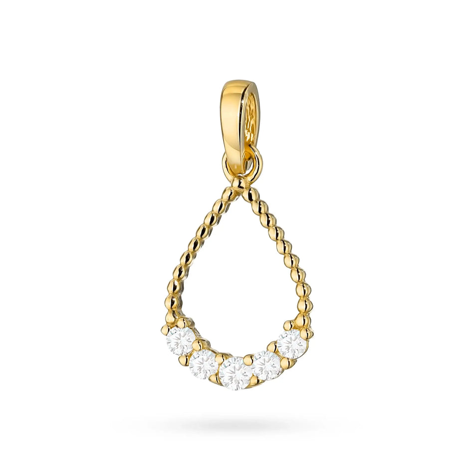 Gold Pendant with Zirconia Teardrop