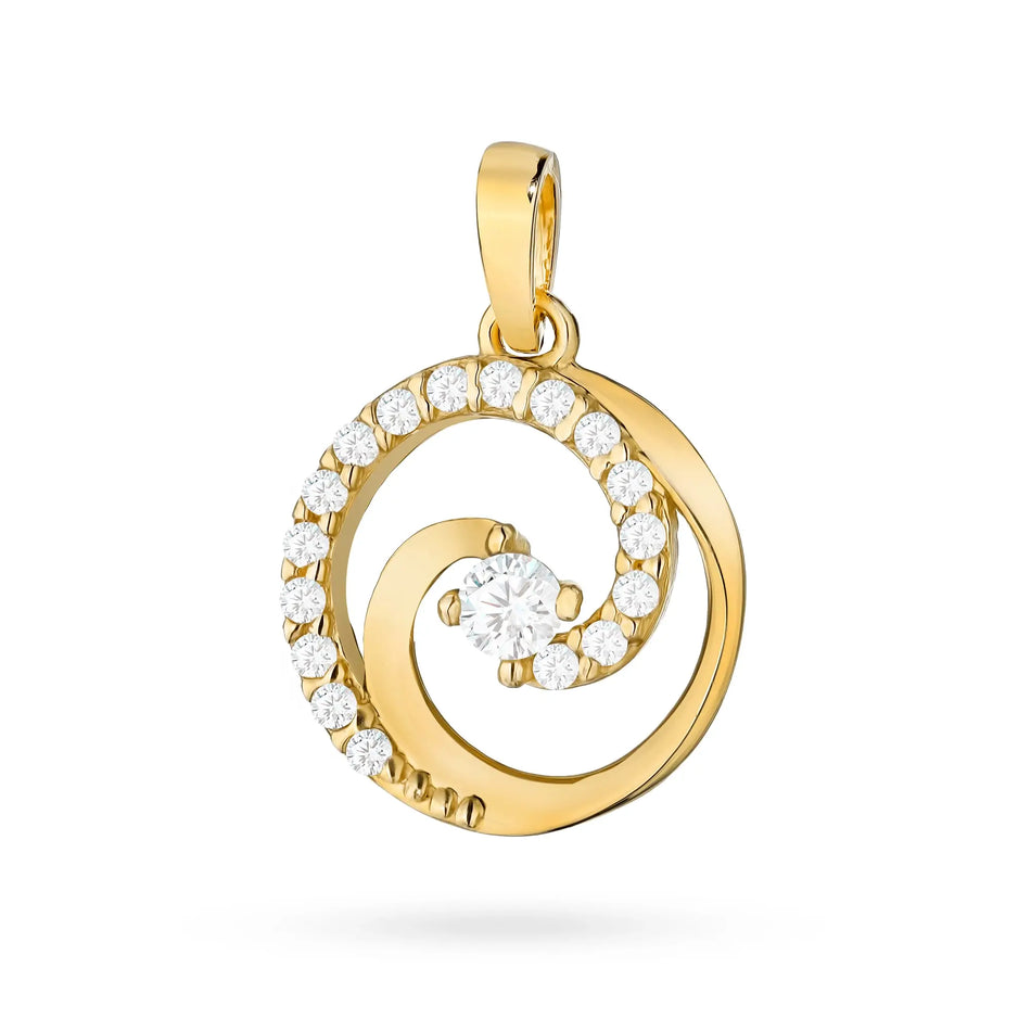 Gold Pendant with Zirconia Yin Yang Balance Sign