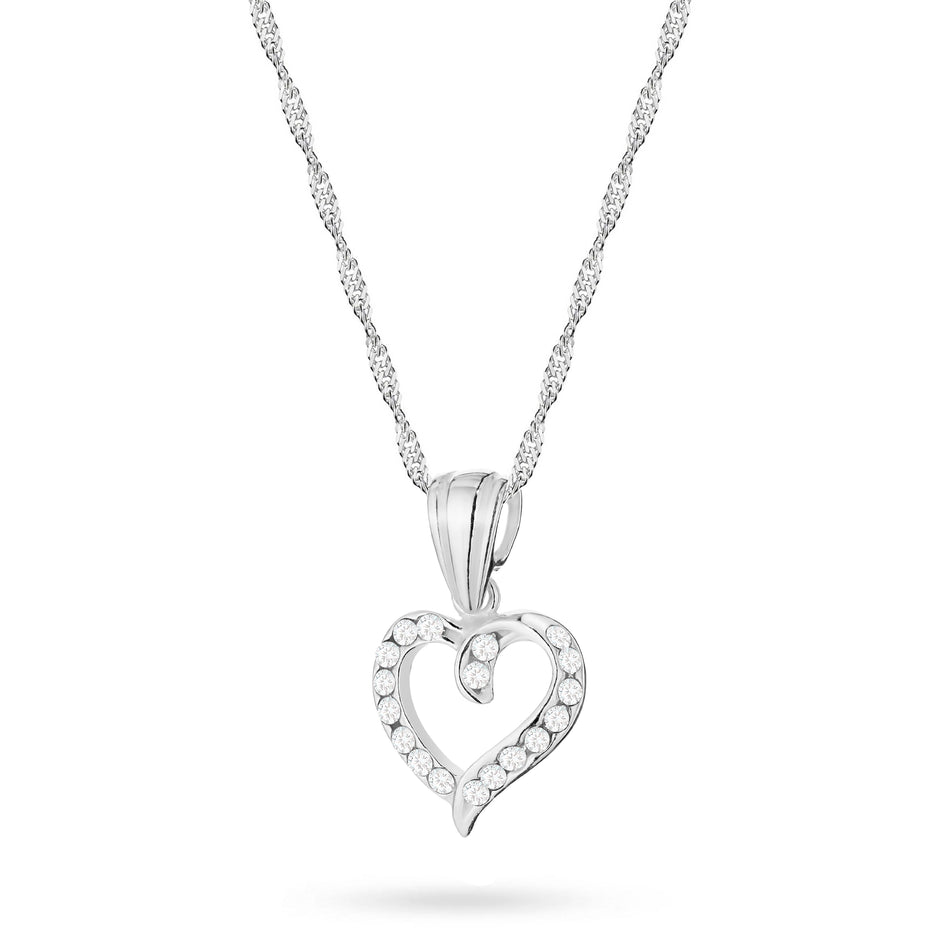 Strieborný náhrdelník s malým príveskom v tvare srdca a kubickou zirkóniou