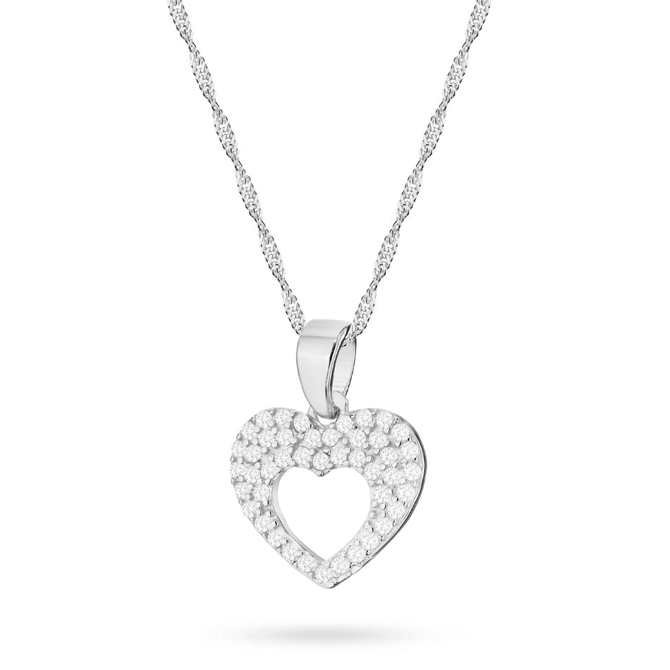 Strieborný náhrdelník s príveskom srdce v srdci a kubickou zirkóniou
