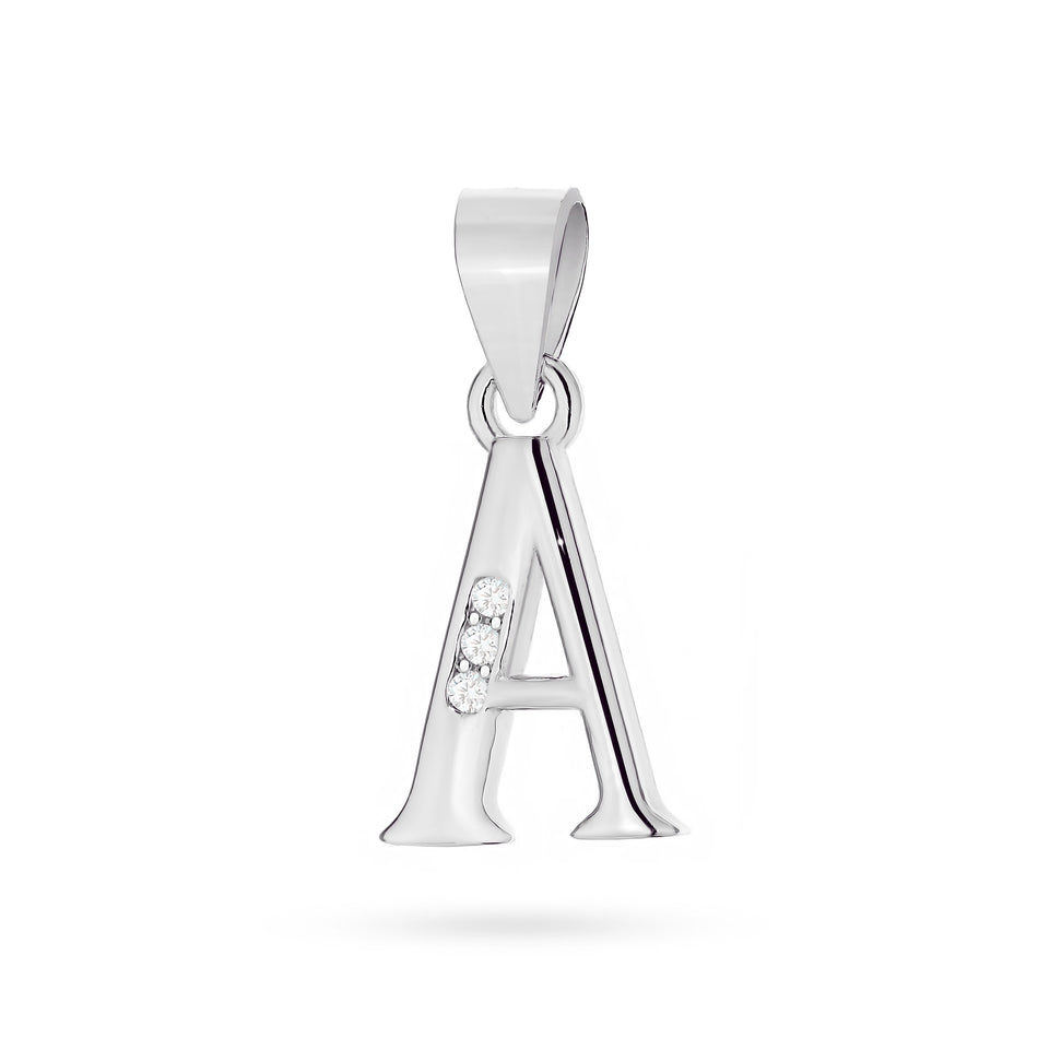 Silver Pendant with Zirconia Letter A