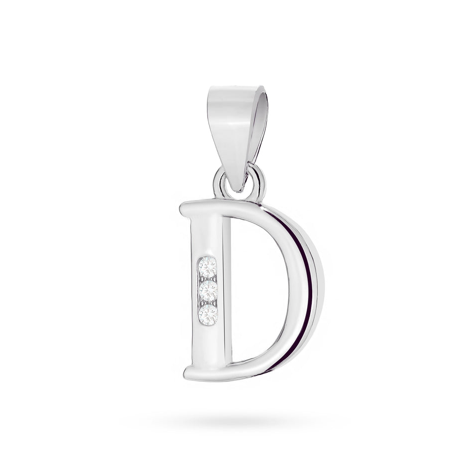 Silver Pendant with Zirconia Letter D