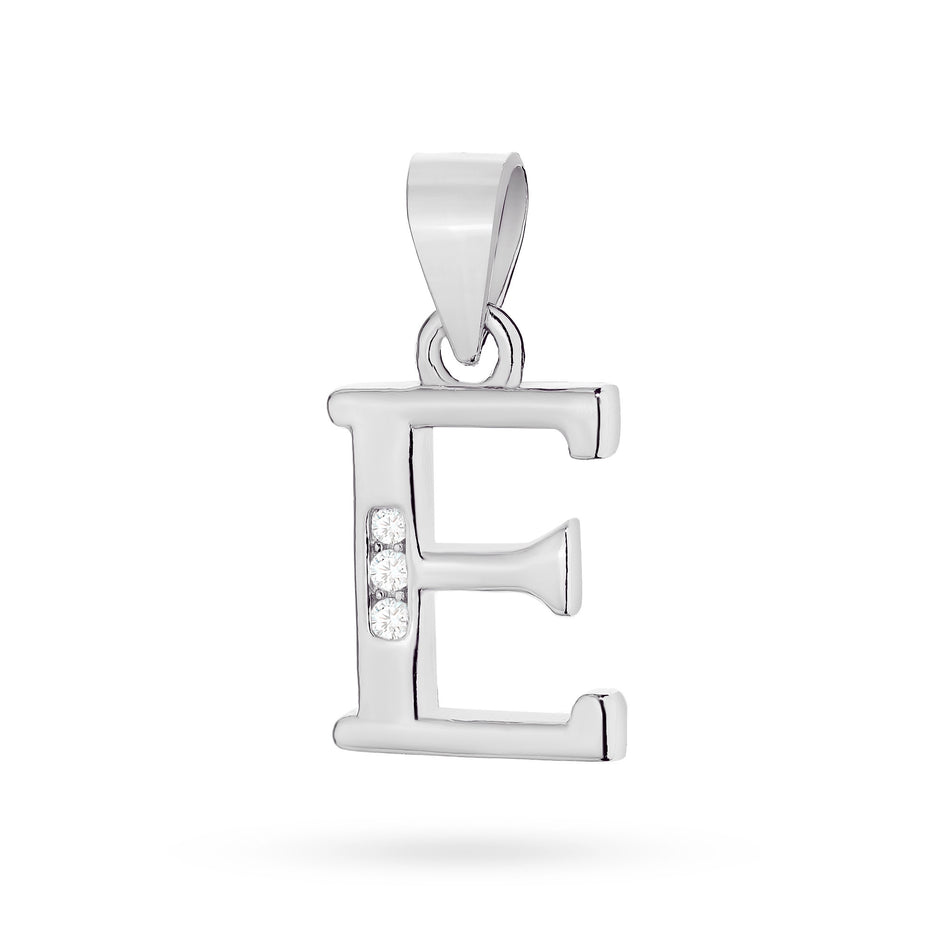 Silver Pendant with Zirconia Letter E