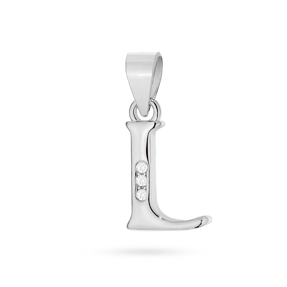 Silver Pendant with Zirconia Letter L