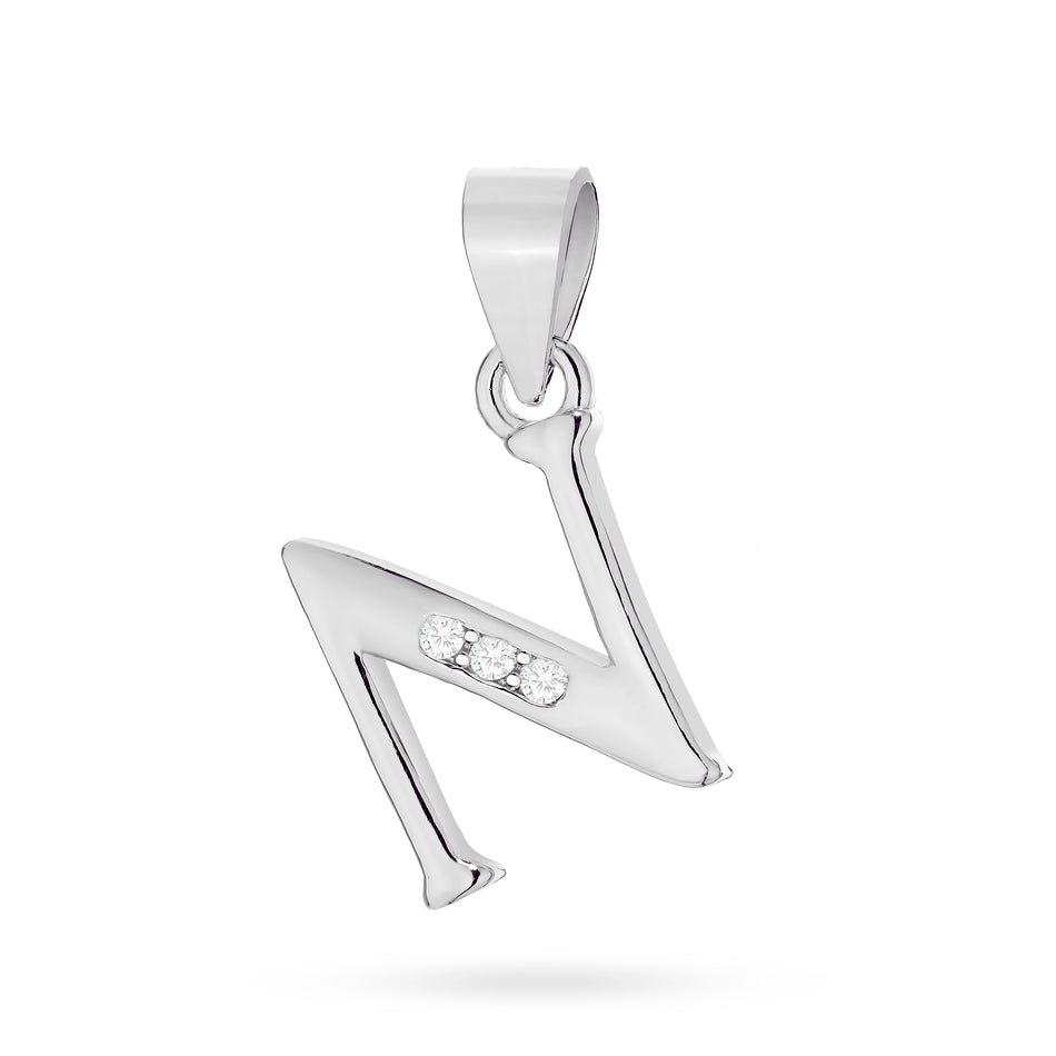 Strieborný prívesok so zirkónmi Písmeno N