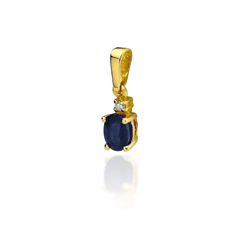 Gold pendant with sapphire and diamond
