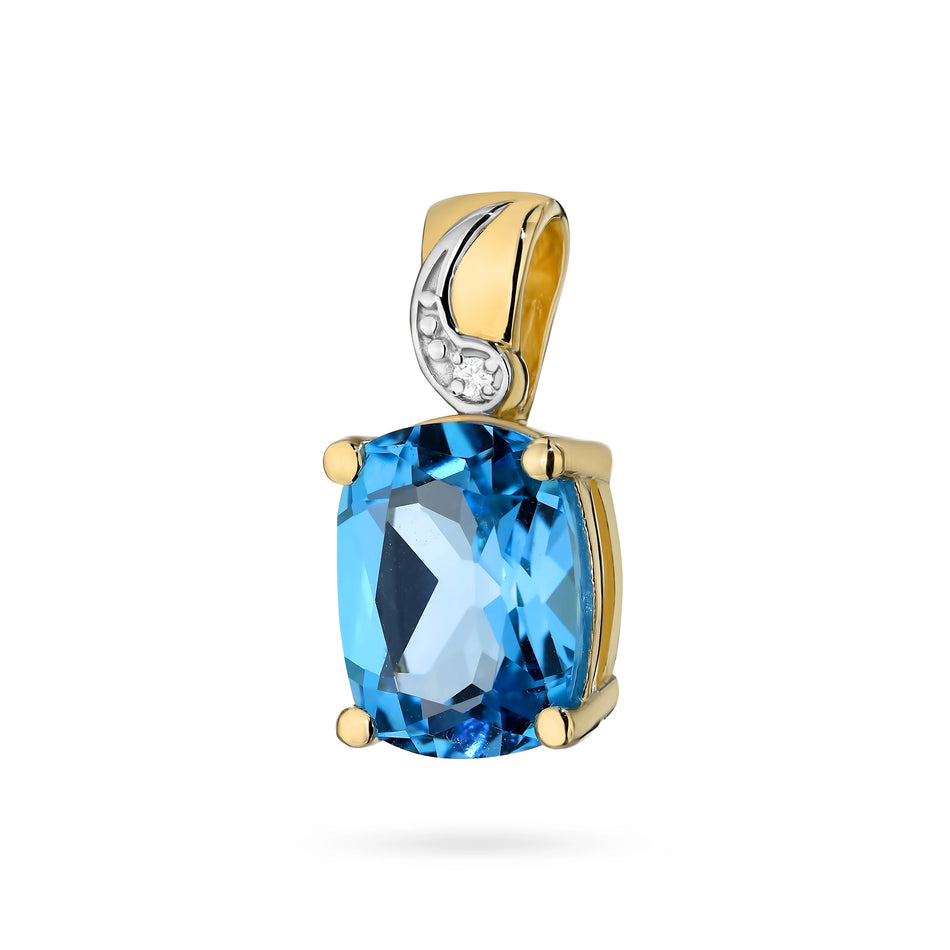 Gold Pendant with 2.40ct Topaz and 0.005ct Diamonds
