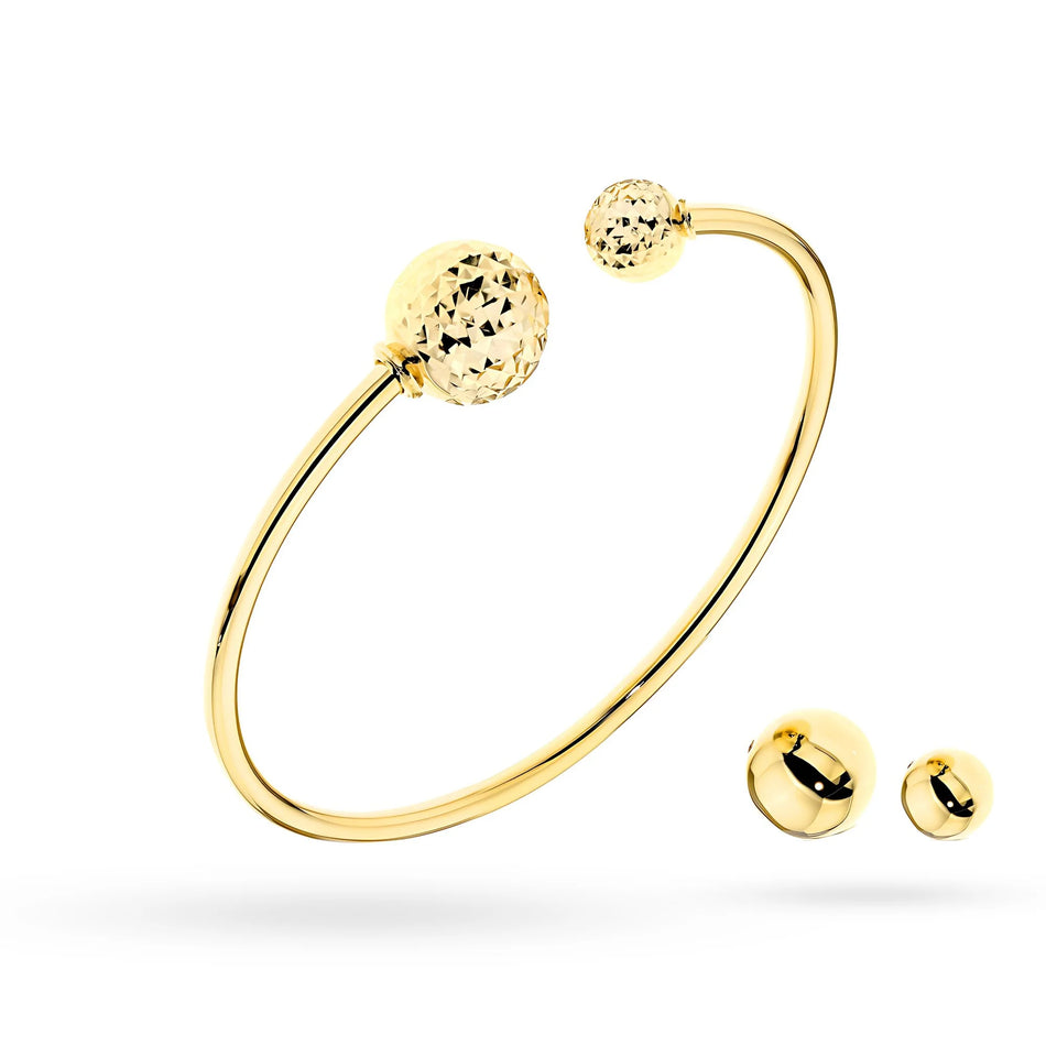 Massive Gold Rigid Bracelet with Changeable Beads Set