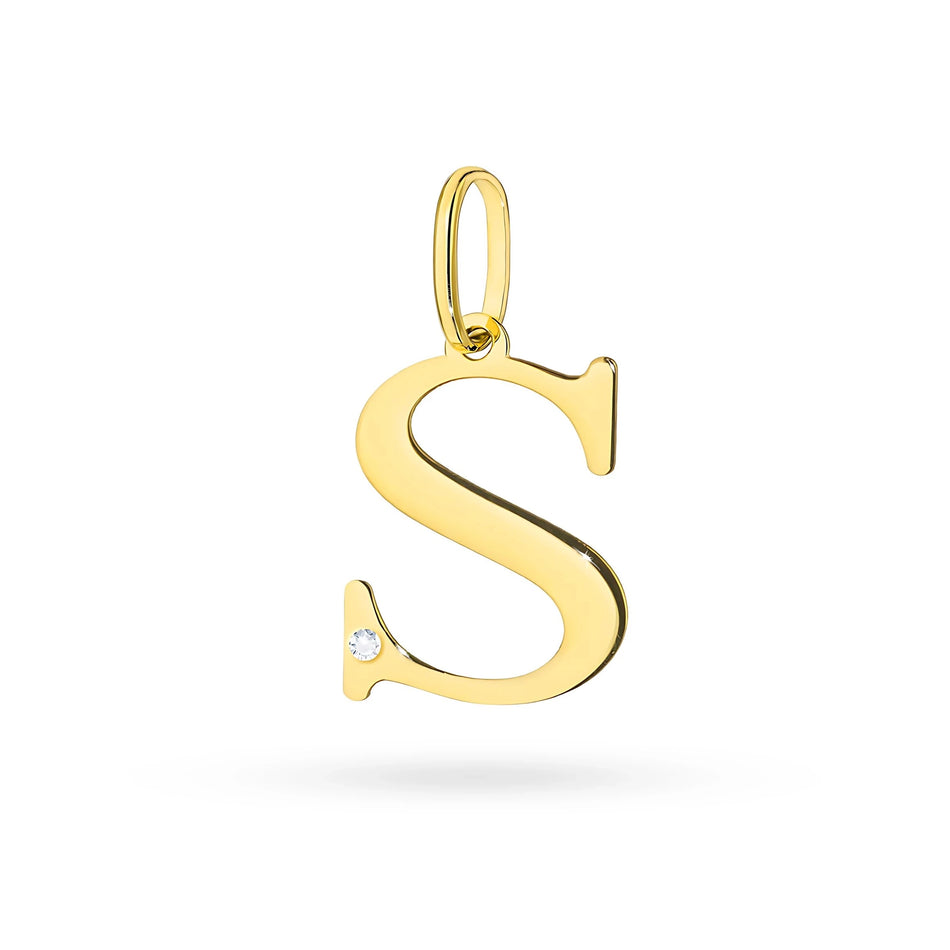 Gold Pendant with Diamonds Letter S