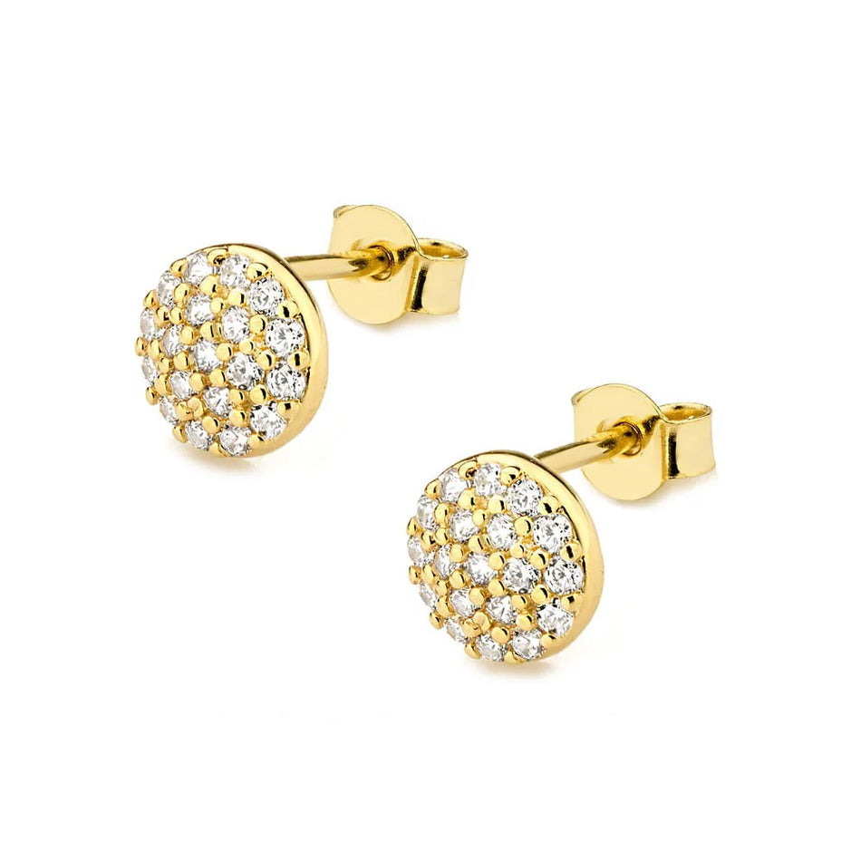 Gold Stud Earrings with Zirconia
