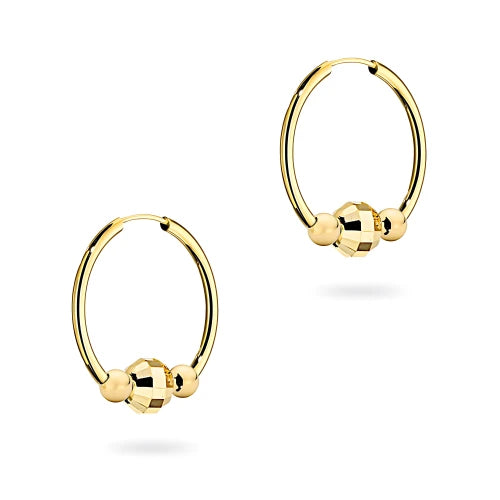 Gold Creole Earrings Circles Beads