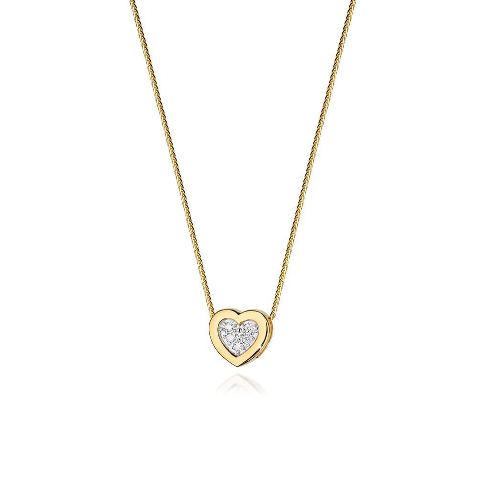 Gold Celebrity Necklace with Diamond Heart