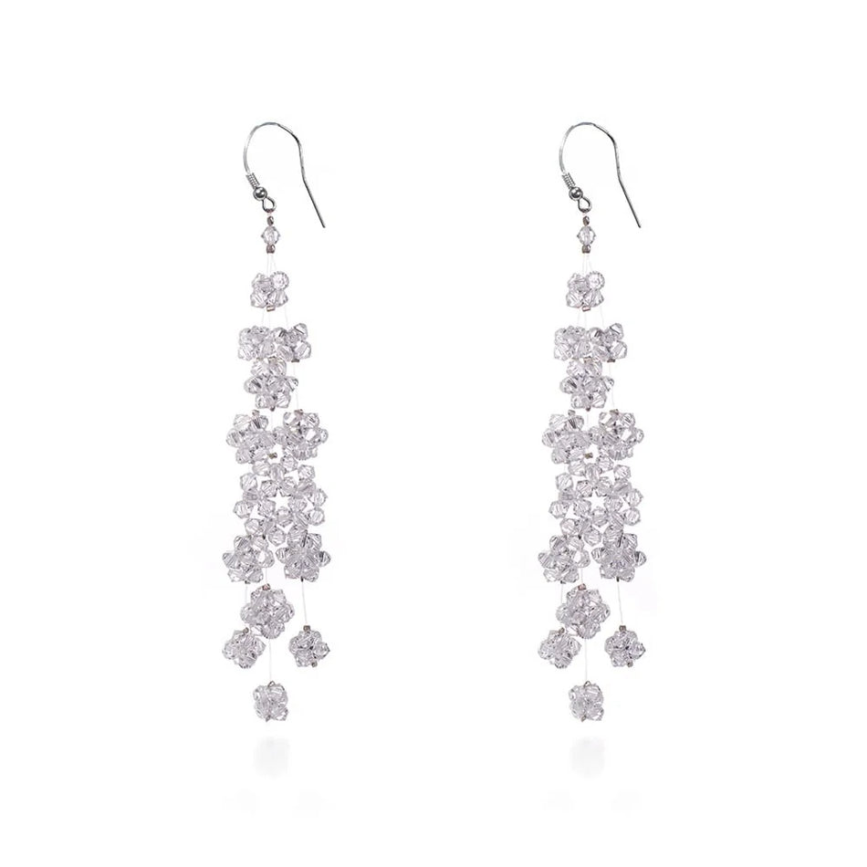 Classic Wedding Silver Swarovski Crystals Earrings